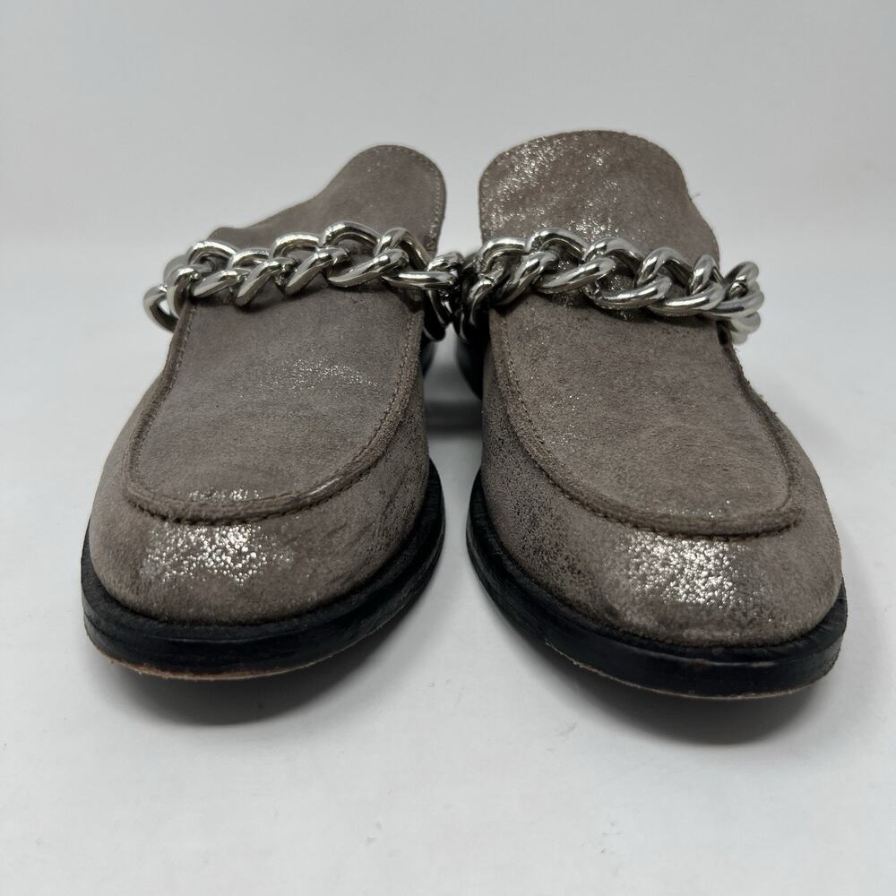 Free People EU 36 Women's Size 5.5-6 Vida Silver Metallic Chain Leather Mules - Picture 6 of 11
